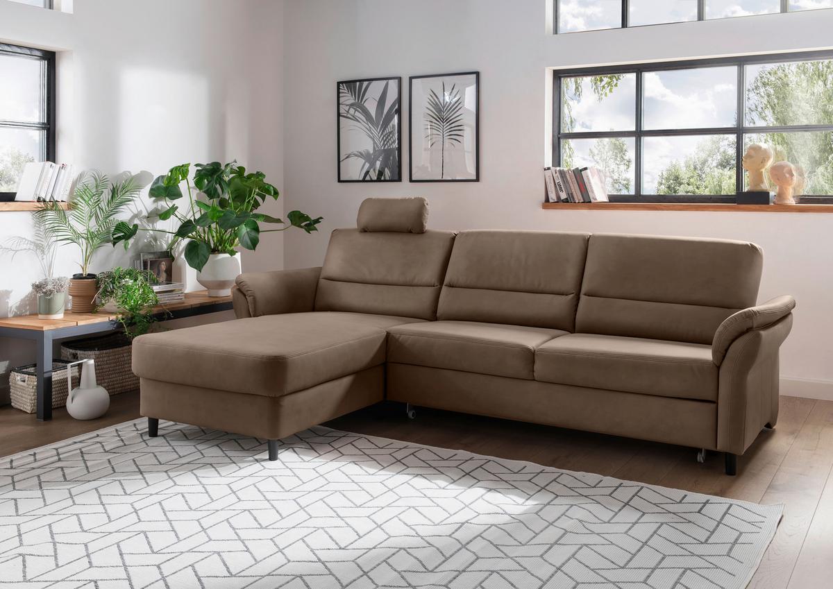 Ecksofa Cavoli, Braun S: 176x279 cm - Schwarz/Braun, MODERN, Textil (176/279cm) - Livetastic