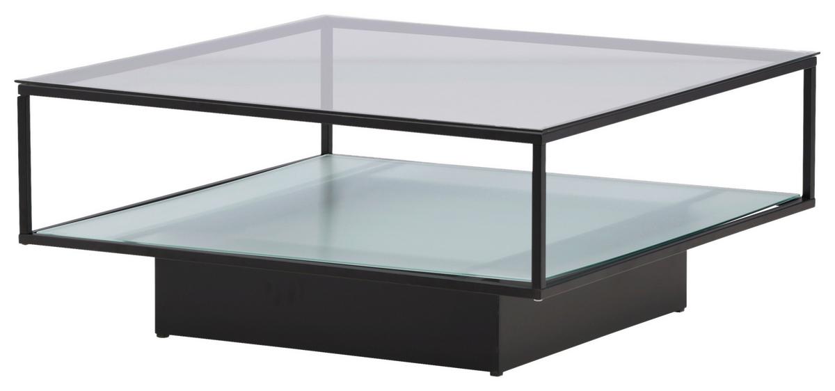 Couchtisch Maglehem - Schwarz, Design, Glas/Metall (90/90/38cm) - Livetastic