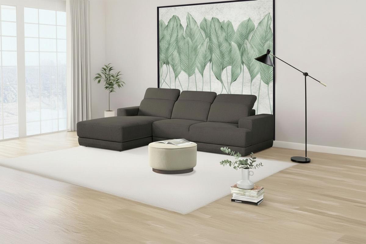 Ecksofa Frans Anthrazit S: 204 cm - Anthrazit/Schwarz, Design, Textil (204/293cm) - MID.YOU