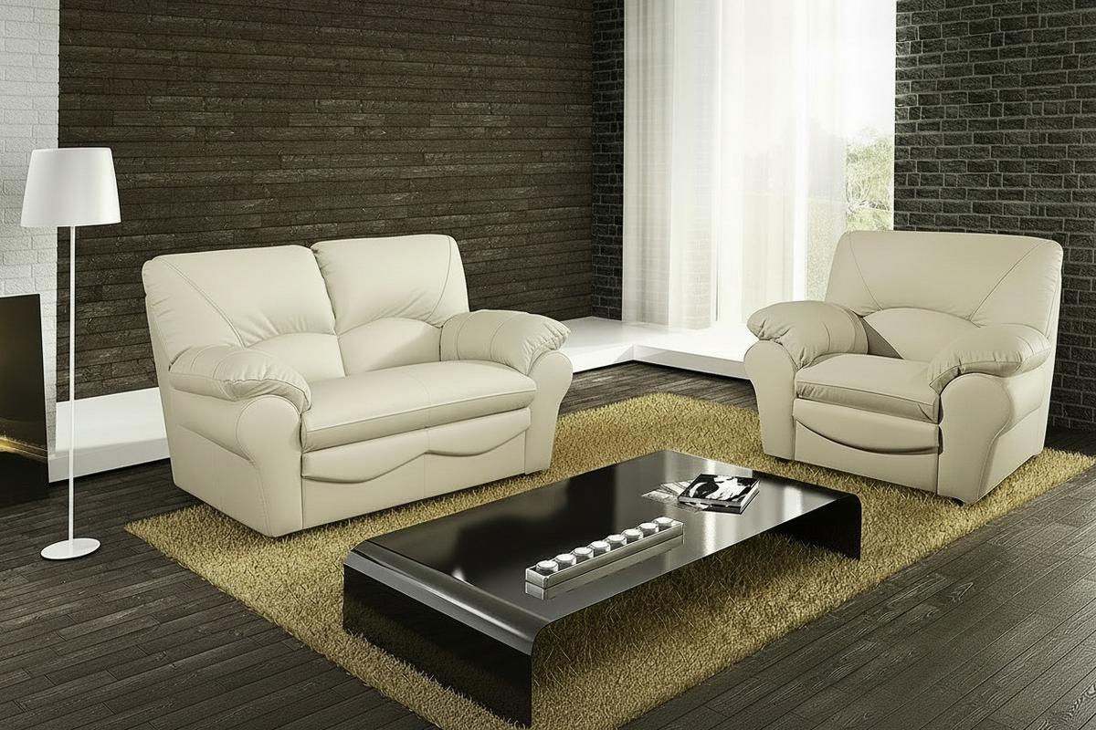 2-Sitzer-Sofa Oslo Beige B: 150 cm - Beige/Schwarz, Design, Leder (150/92/85cm) - Livetastic
