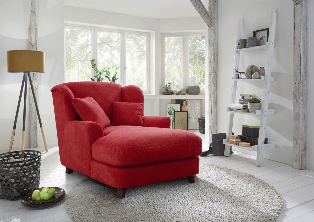 XXXL-Sessel Asado rot teilmassiv, B: 109 cm - Dunkelbraun/Rot, MODERN, Holzwerkstoff/Textil (109/104/145cm) - Sit & More