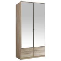 Drehtürenschrank Mit Spiegel 90cm Imago, Eiche Dekor - Eichefarben, KONVENTIONELL, Glas/Holzwerkstoff (90/199/58cm) - MID.YOU