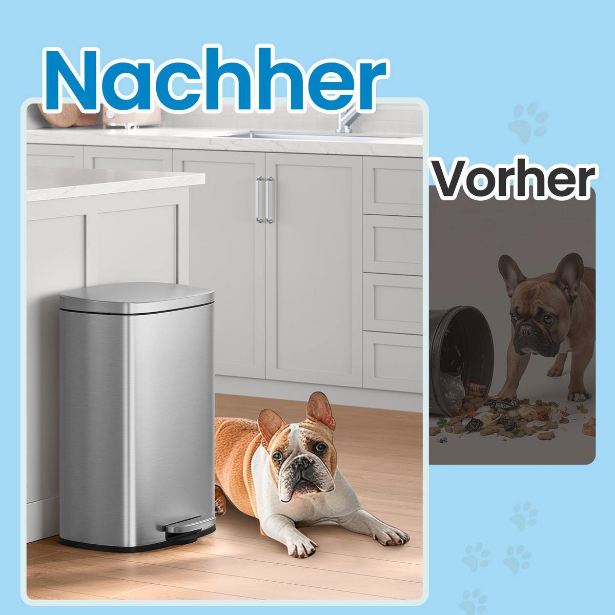 Abfallsammler Edelstahlfarben B: 43,2 cm - Edelstahlfarben/Schwarz, Basics, Kunststoff/Metall (43,2/63,2/37cm)