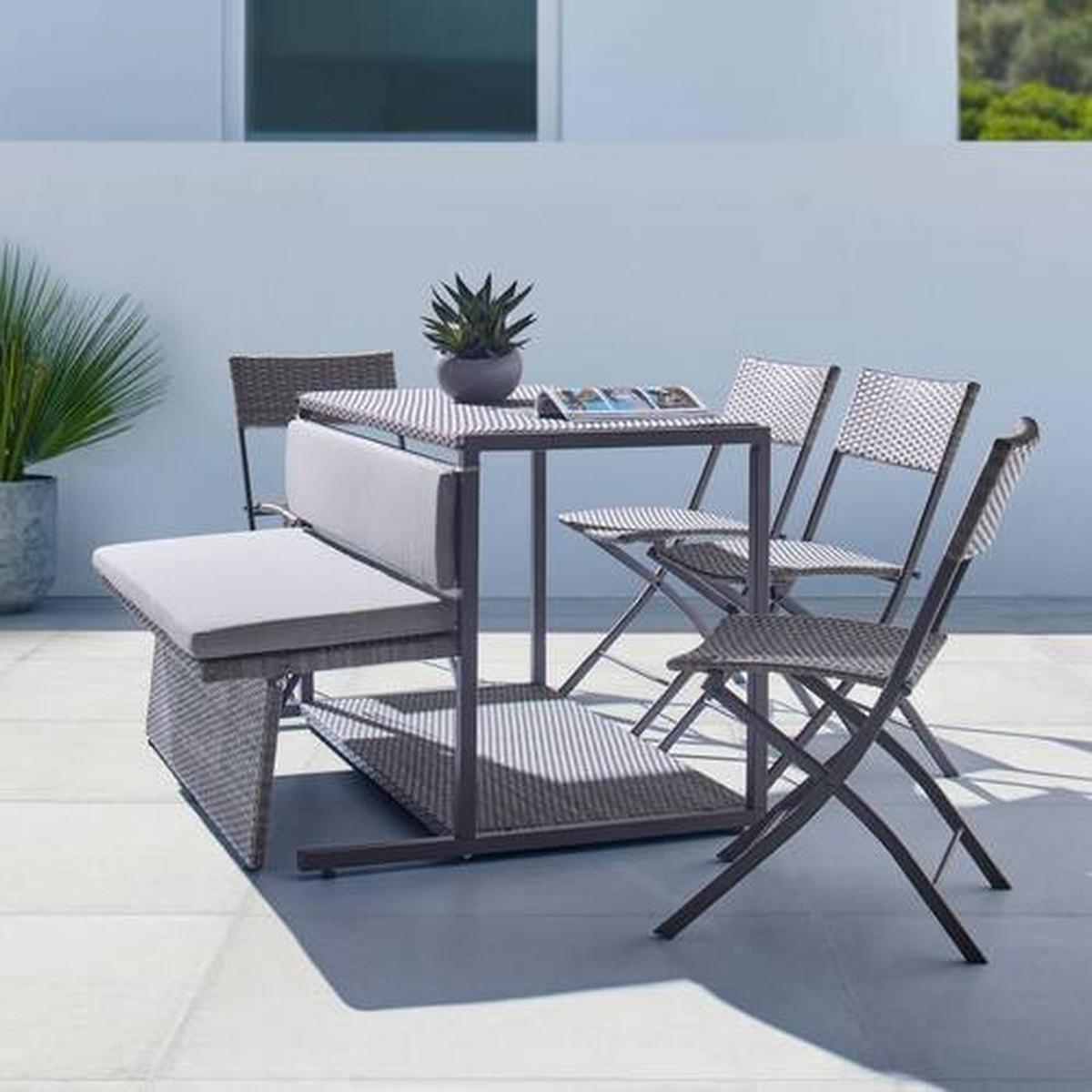 Sada na balkon MARIO hnědá - šedavě hnědá, Moderní, kov/textil (120/75/105cm) - Bessagi Garden