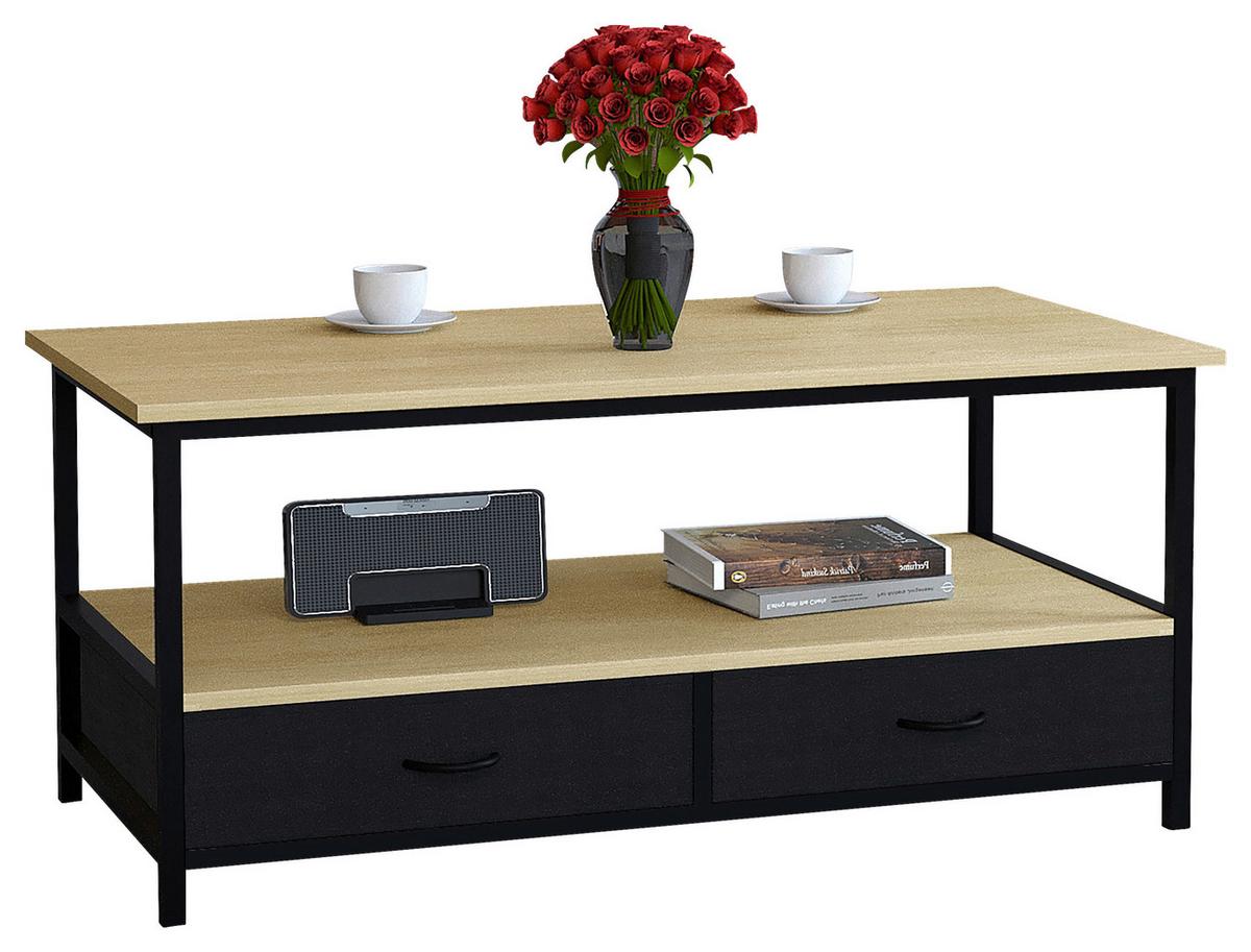 Couchtisch Flonila Schwarz, Eiche Dekor L:100 cm - Honigeiche/Schwarz, Design, Holzwerkstoff/Kunststoff (100/50/45cm) - MID.YOU