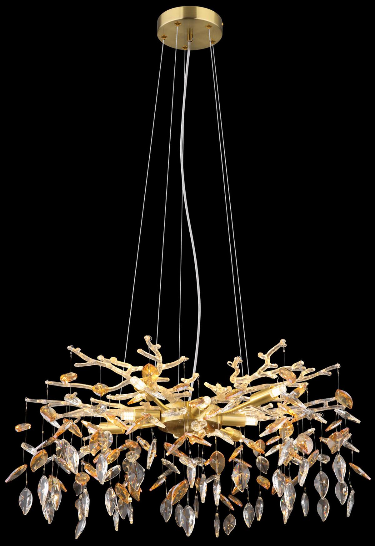 Kronleuchter 64132-8 Danna - Goldfarben/Bernsteinfarben, KONVENTIONELL, Glas/Metall (61/120cm) - Globo
