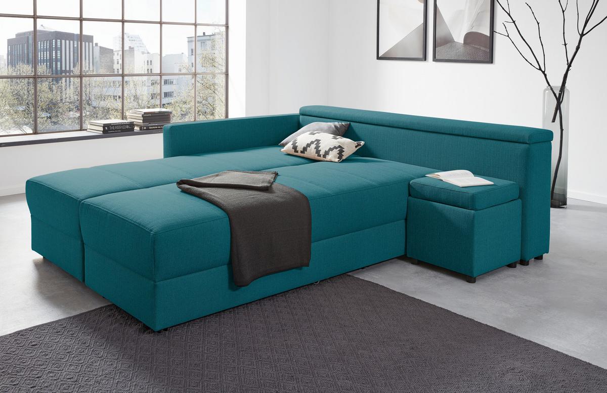 Ecksofa Looks IIi - Petrol/Schwarz, Design, Textil (287/229cm) - LOOKS by W.Joop