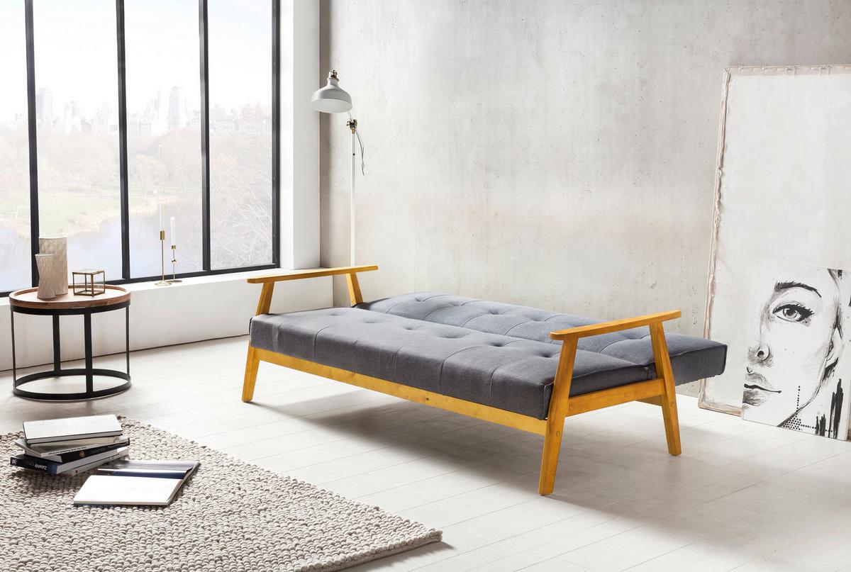 Schlafsofa Naturfarben/dunkelgrau 190 Cm - Dunkelgrau/Naturfarben, MODERN, Holz/Textil (190/81/85cm) - Livetastic