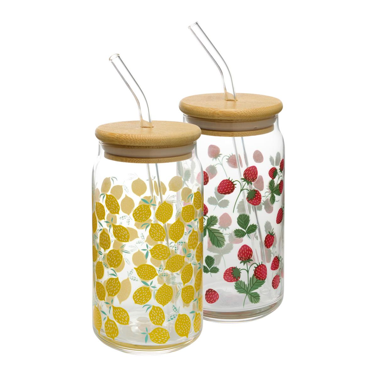 Pohár na pitie FRUITS - hnedá/číra, Konventionell, plast/prírodné materiály (7/14.5cm)