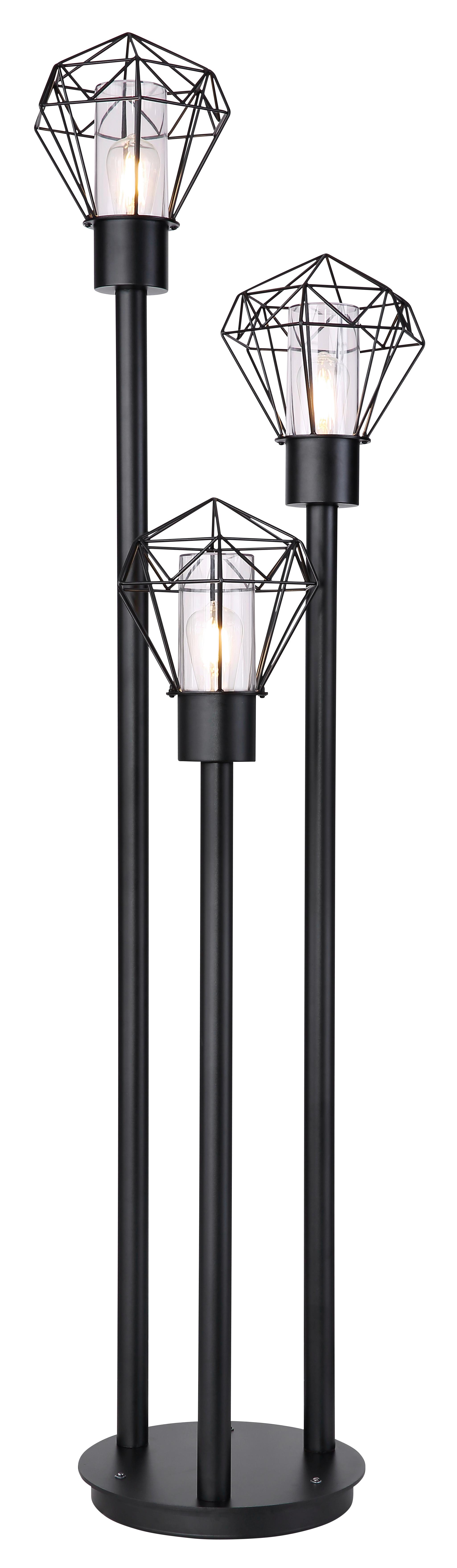Außenleuchte Horace 15 Watt Edelstahl - Klar/Schwarz, Basics, Kunststoff/Metall (44.2/44.5/170cm)
