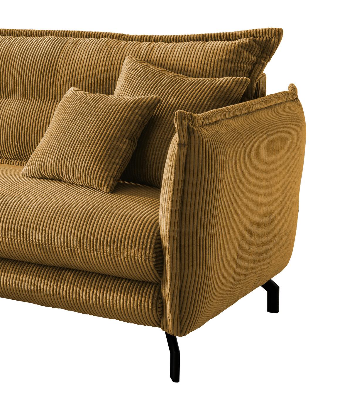 Ecksofa Lava Goldfarben S: 180/255 cm - Goldfarben/Schwarz, MODERN, Textil (180/255cm) - Livetastic
