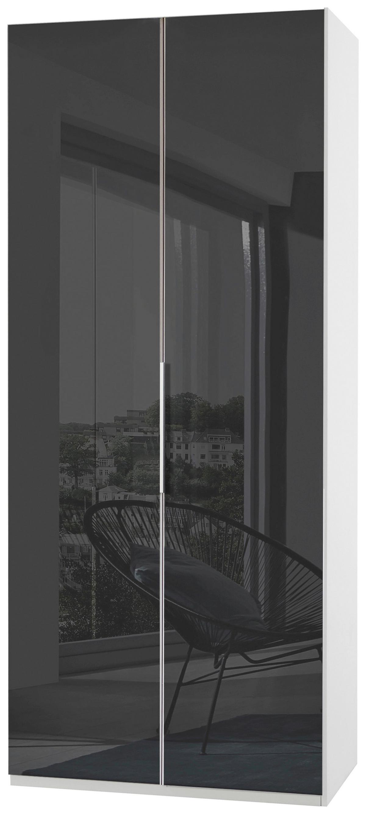 Drehtürenschrank 100cm Level, Grau/Weiß - Weiß/Grau, MODERN, Glas/Holzwerkstoff (100/236/58cm) - MID.YOU