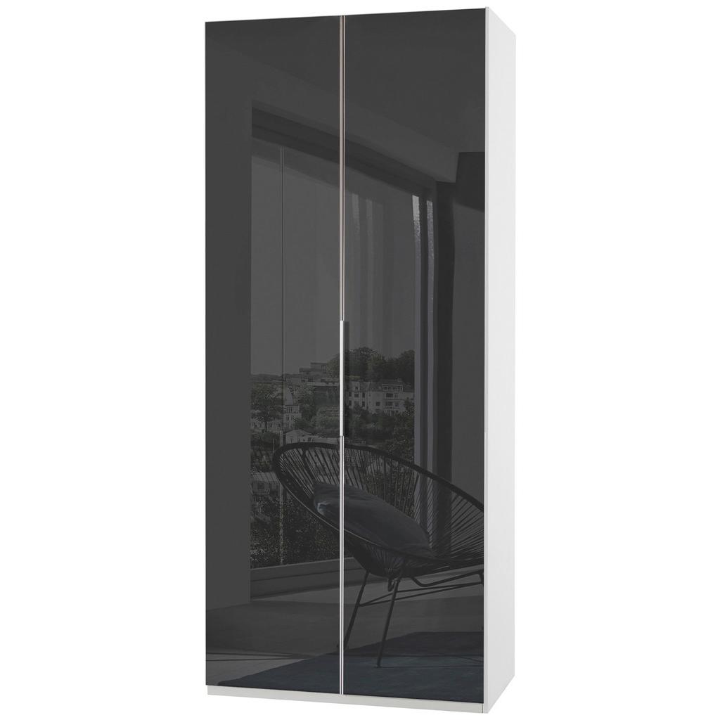 Drehtürenschrank 100cm Level, Grau/Weiß
