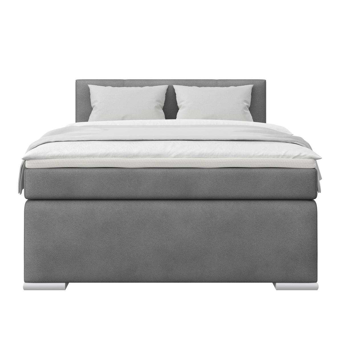 Boxspringbett Mira 1 - Dunkelgrau, Basics, Holz/Kunststoff (140/200cm)