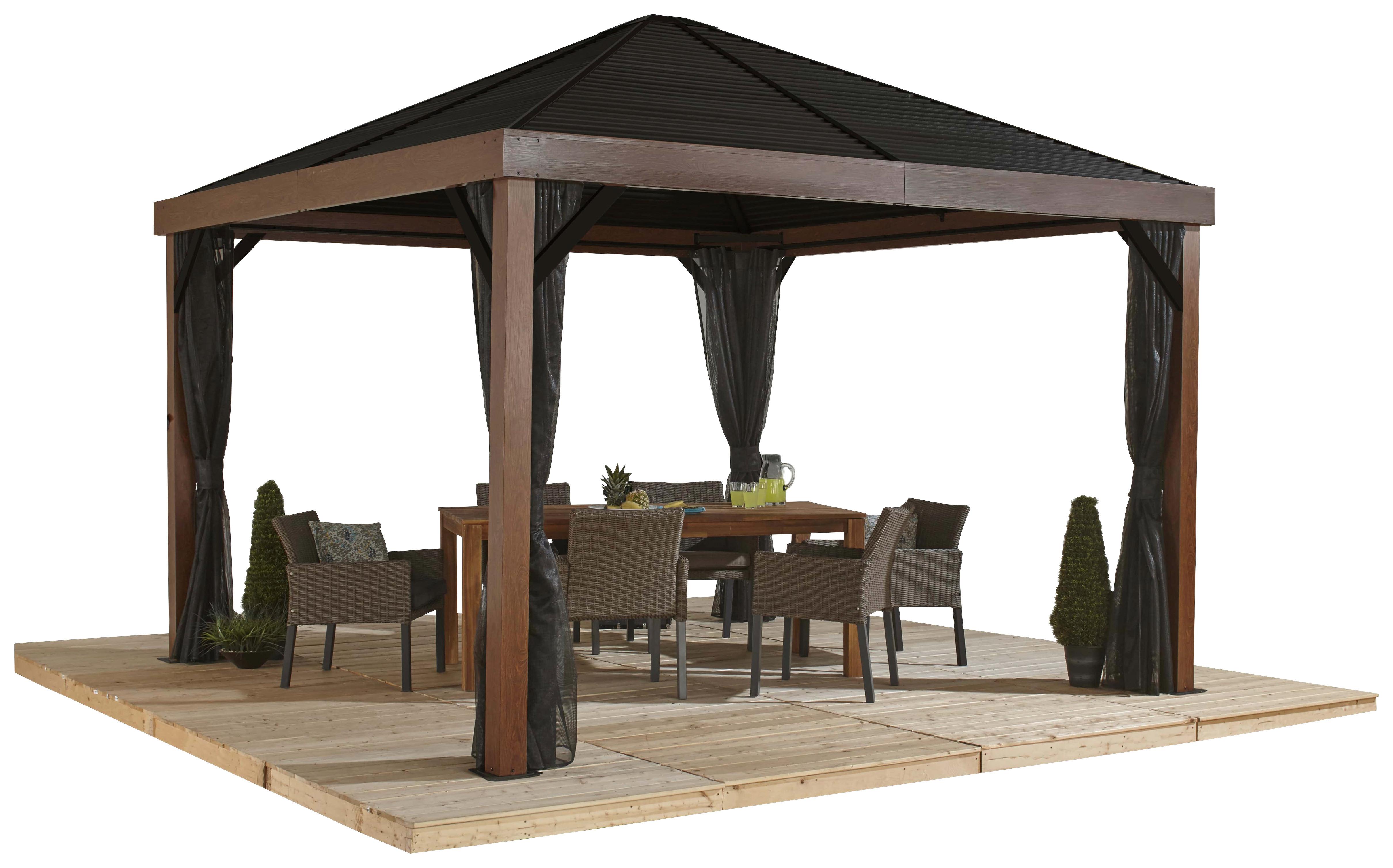 Pavillon Valencia 363x310x363 cm wetterfest - Braun, Basics, Metall (363/310/363cm)
