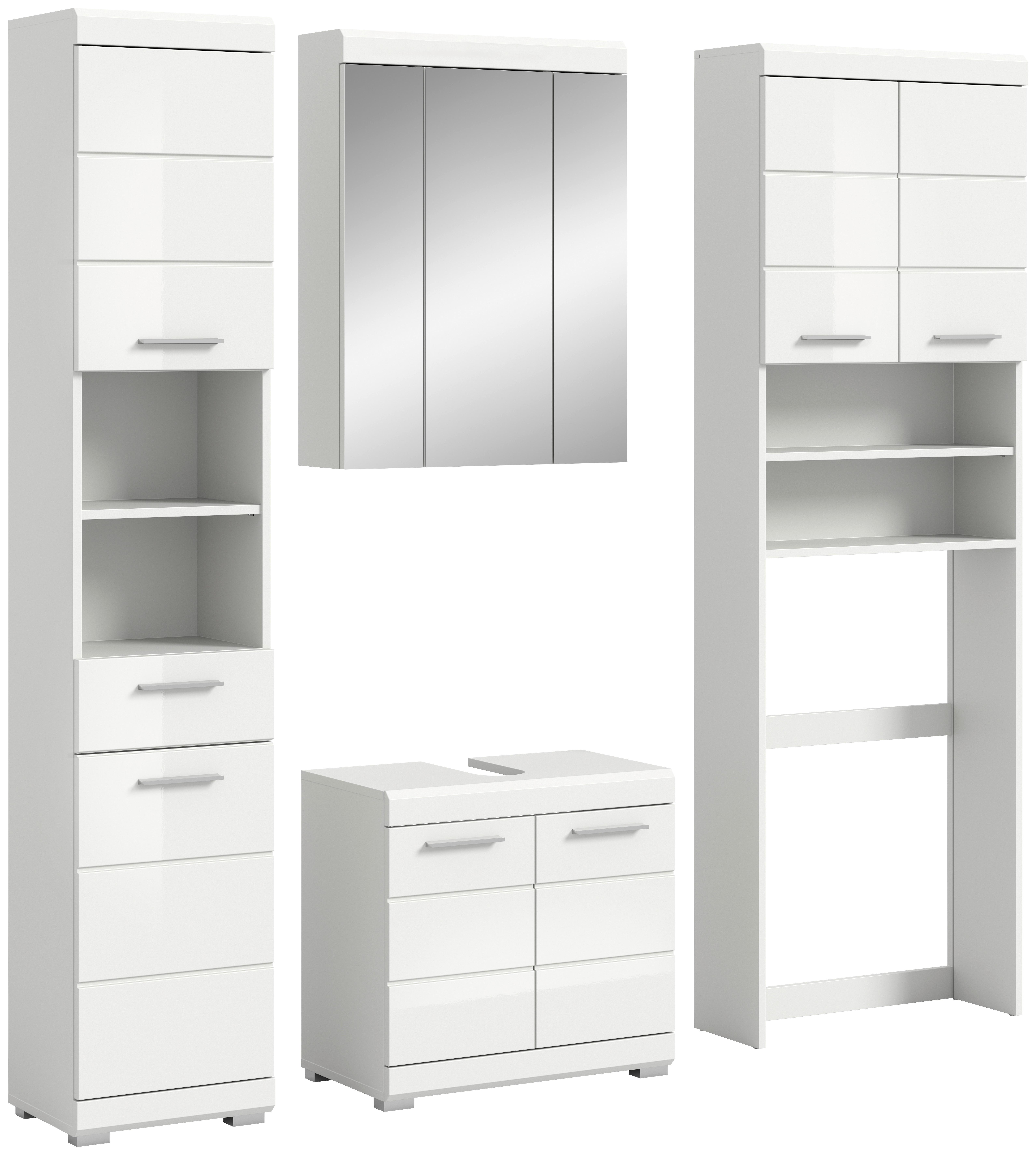 Badezimmer Scout Weiß B: 160 Cm - Weiß Hochglanz/Silberfarben, MODERN, Glas/Holzwerkstoff (160cm) - MID.YOU
