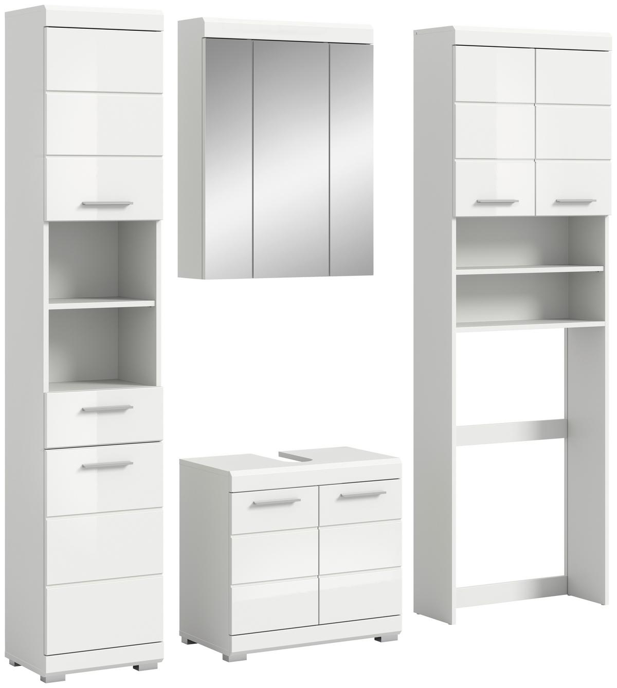 Badezimmer Scout Weiß B: 160 Cm - Weiß Hochglanz/Silberfarben, MODERN, Glas/Holzwerkstoff (160cm) - MID.YOU