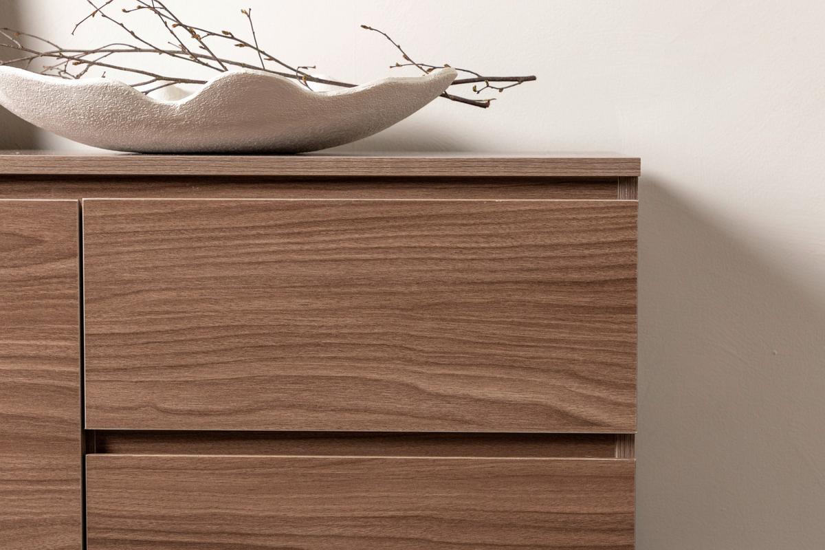 Sideboard Corpus - Nussbaumfarben/Schwarz, Design, Holz/Holzwerkstoff (135/56/40cm) - Livetastic
