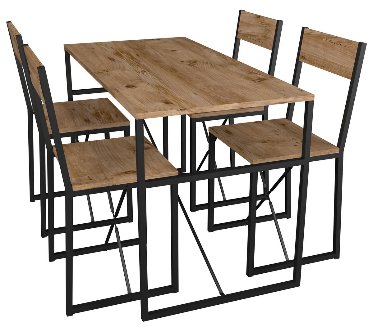 Esstisch Insasi Eiche Dekor L: 120 cm - Honigeiche/Schwarz, Design, Holzwerkstoff/Metall (120/52,7/84,7cm) - MID.YOU