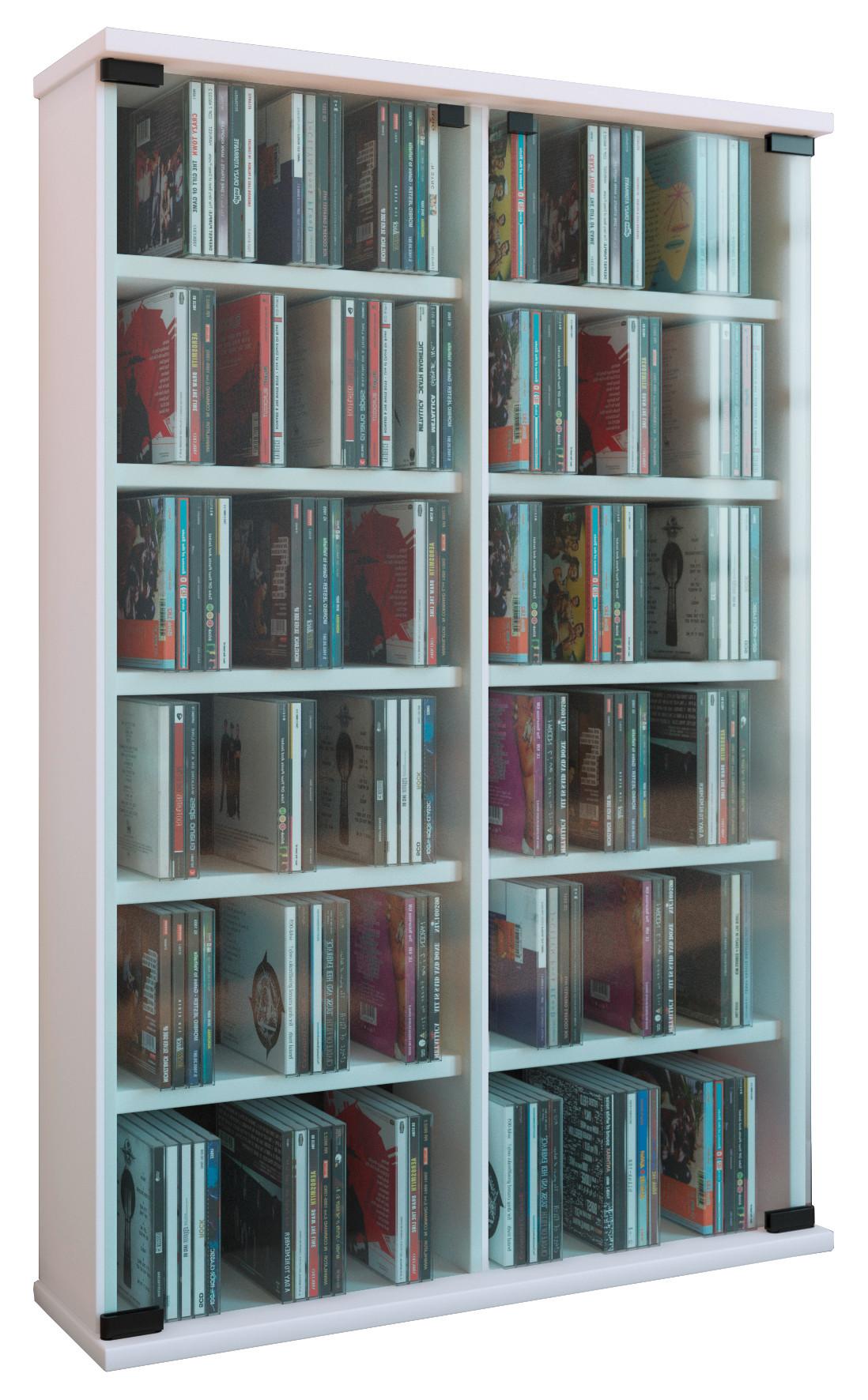 MID.YOU CD Regal mit Glastüren Roma 60 cm Weiß