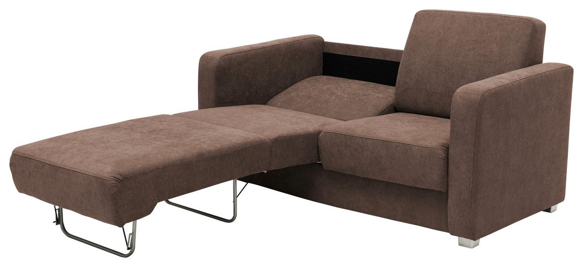 SCHLAFSOFA Mia Braun B: 159 cm - Chromfarben/Braun, Design, Textil (159/88/87cm) - Livetastic