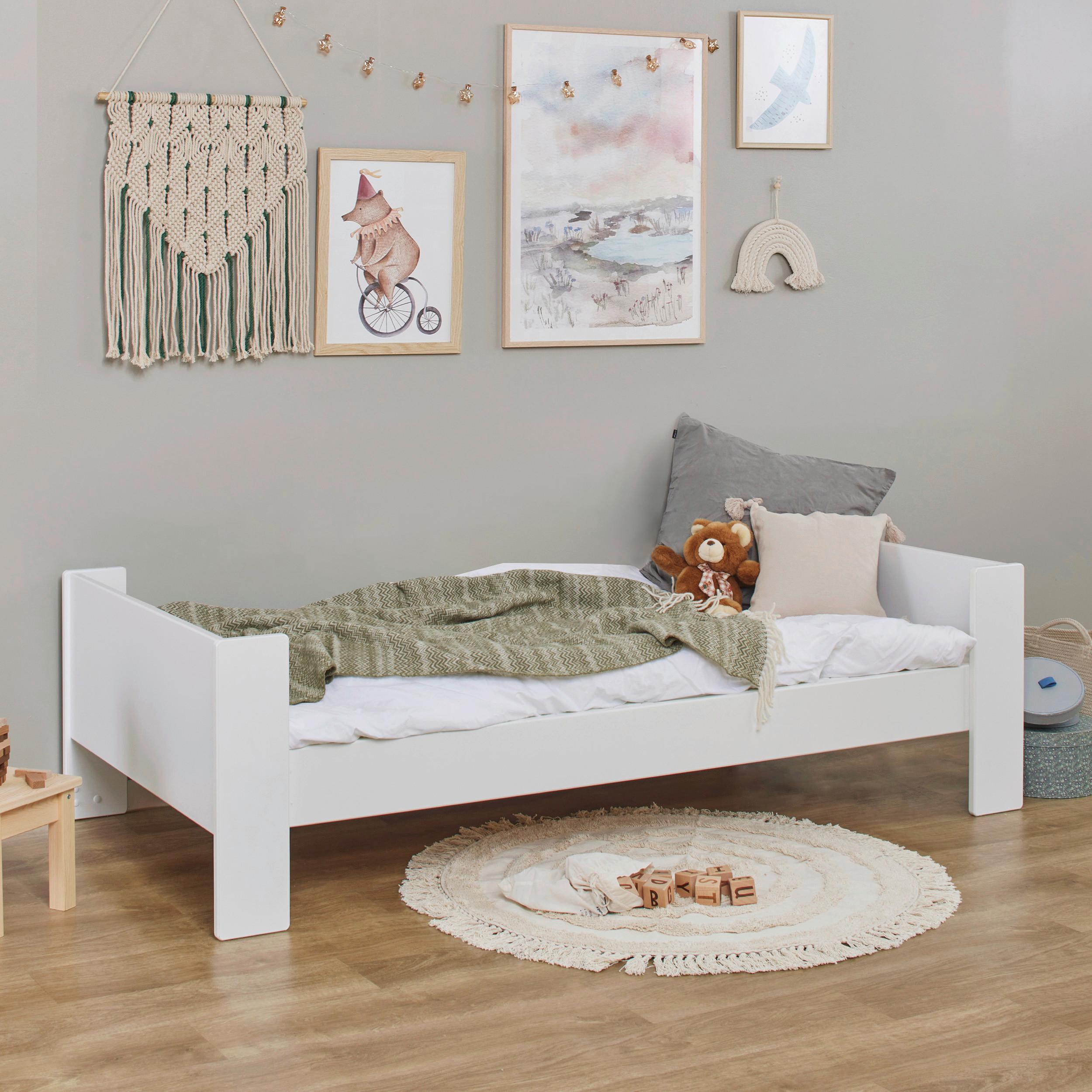 Kinder-/Juniorbett Pure Weiß, Lf: 90x200 cm - Weiß/Naturfarben, MODERN, Holz/Holzwerkstoff (90/200cm) - MID.YOU