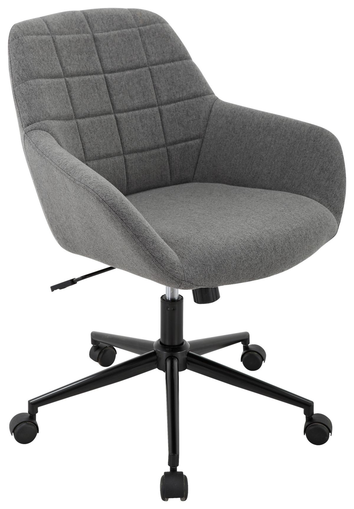 Drehstuhl Bridge Mit Rollen Und Armstützen Grau - Schwarz/Grau, MODERN, Textil/Metall (63/81-89/62cm) - MID.YOU