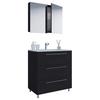 Badezimmer Schubo 3-Teilig Schwarz B: 80 cm - Alufarben/Schwarz, MODERN, Keramik/Holzwerkstoff (80cm) - MID.YOU
