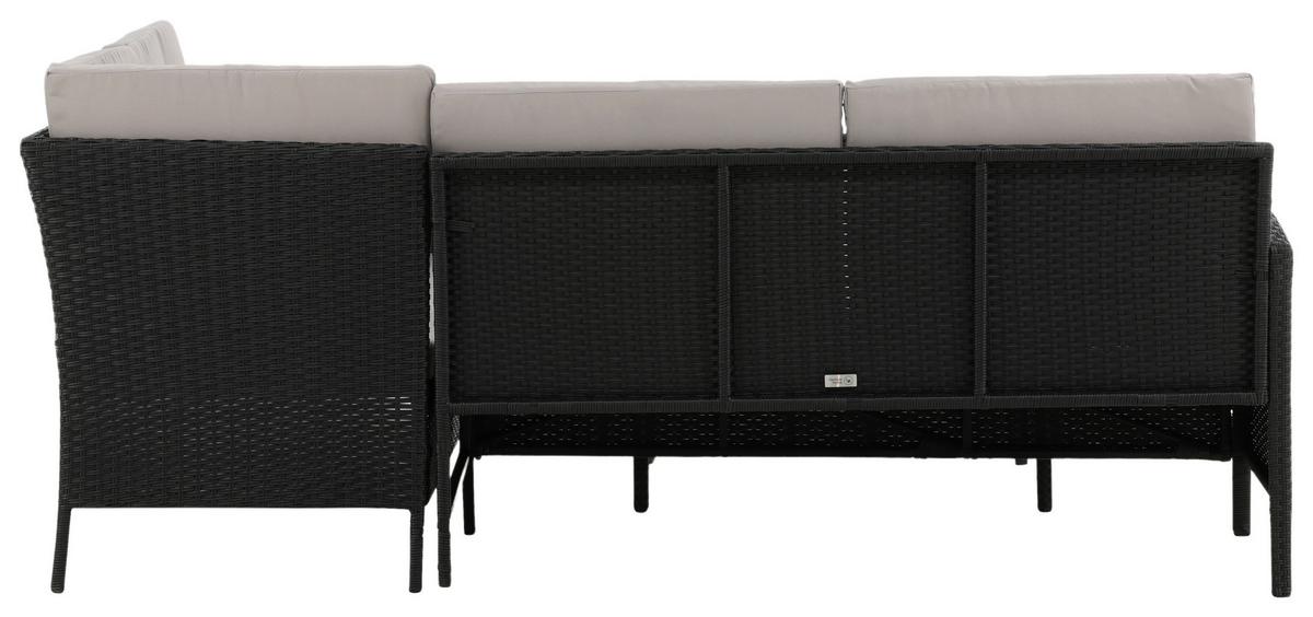 Loungegarnitur 4-Tlg Knock Kunststoff mit Kissen - Schwarz/Grau, KONVENTIONELL, Kunststoff - Gardenson