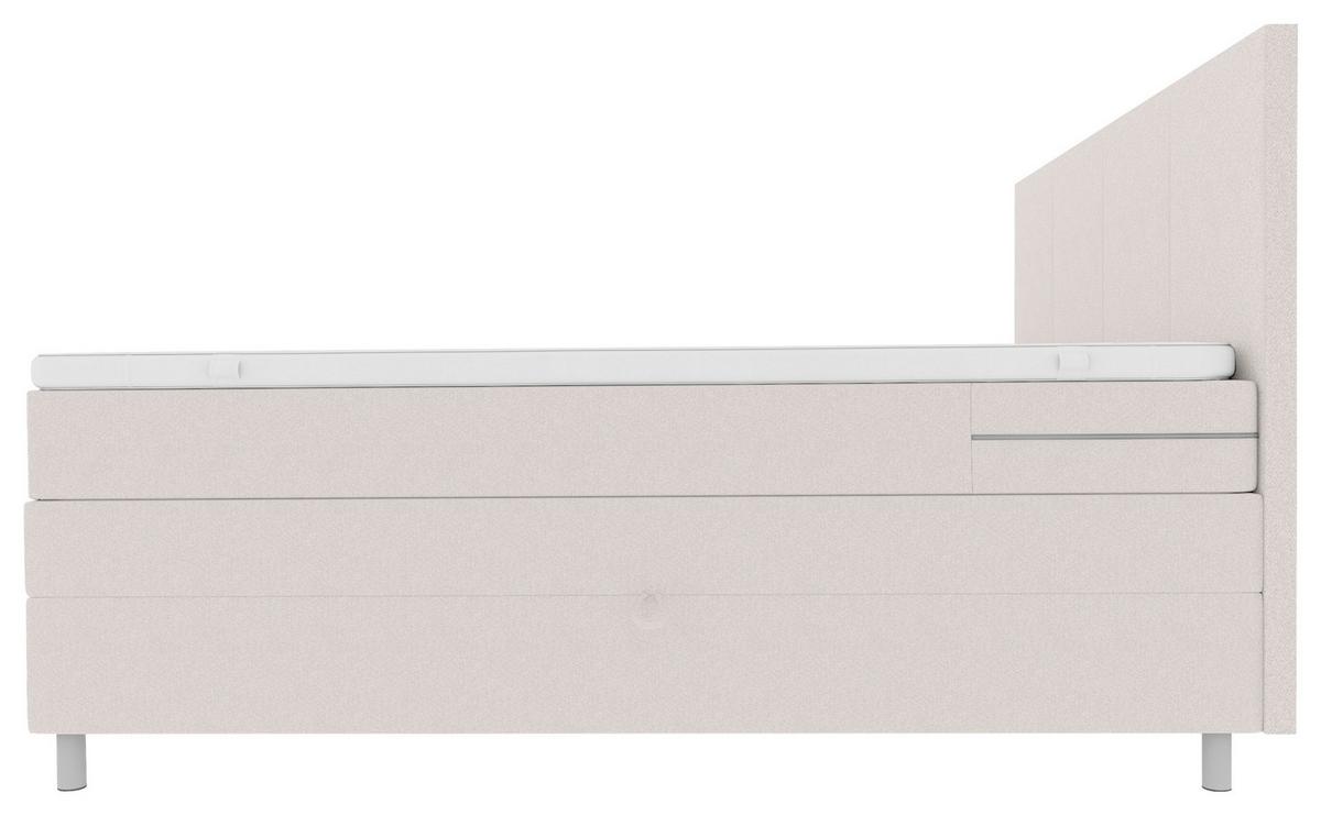 Boxspringbett mit Topper und Bettkasten 140x200 cm Messina - Chromfarben/Creme, KONVENTIONELL, Textil (140/200cm)