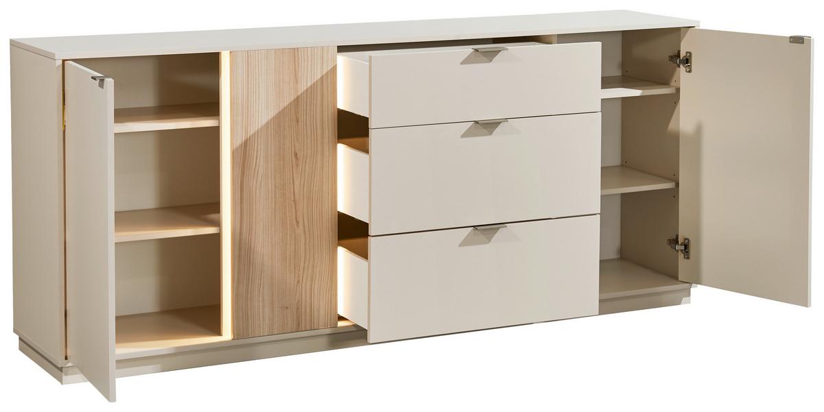 Sideboard Alex Kaschmir, B: 193cm - Kaschmir/Schwarz, Design, Holzwerkstoff (193/83/40cm) - MID.YOU