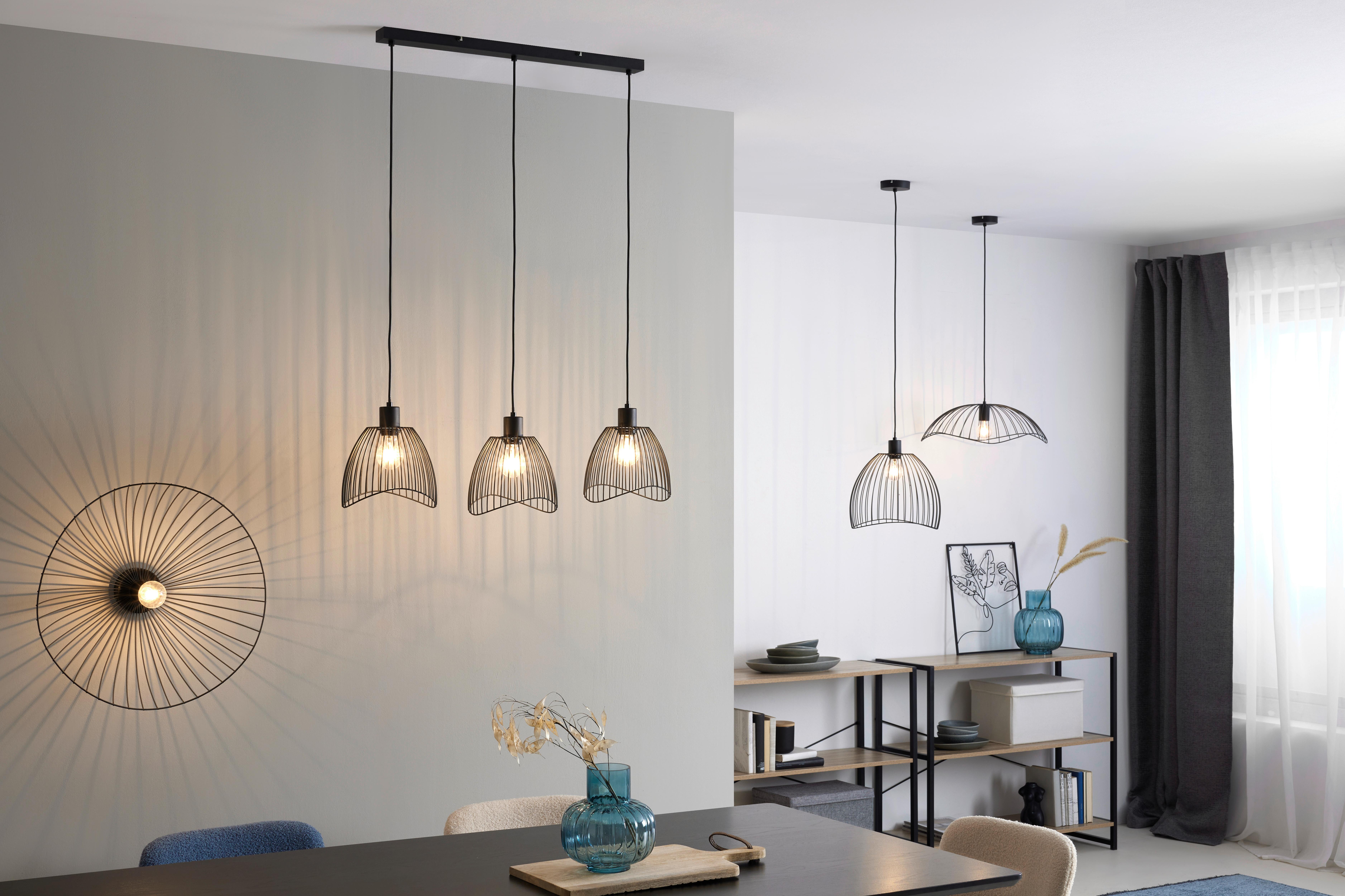 Závěsné svítidlo ELIOT, bez 3xE27 max. 40W - černá, Moderní, kov/plast (80/20/120cm) - Mömax