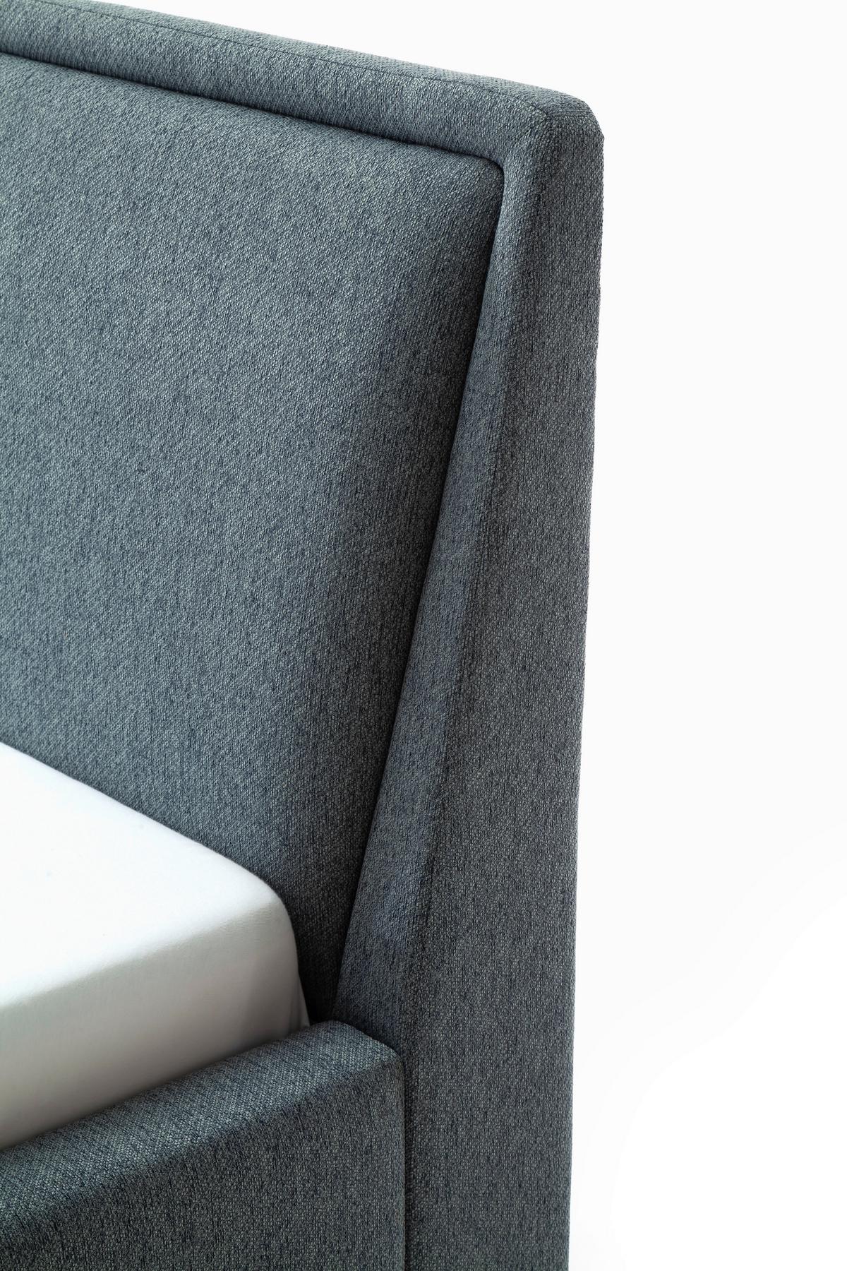 Polsterbett Frieda 180x200cm Blau - Blau/Eichefarben, KONVENTIONELL, Textil (180/200cm) - Livetastic