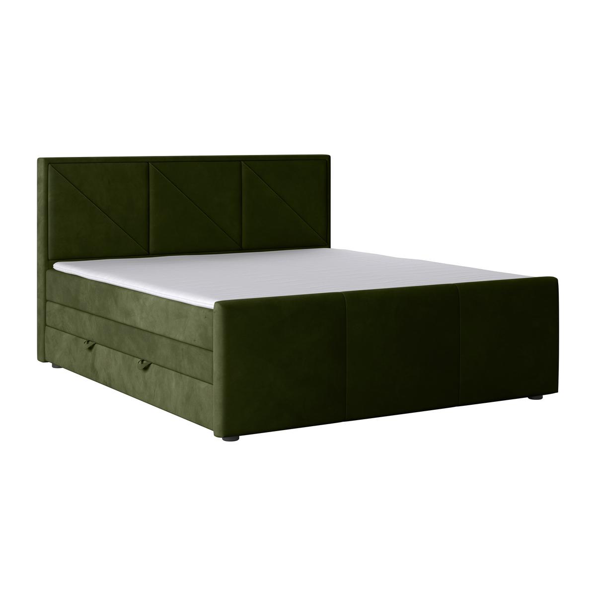 Boxspringbett mit Bettkasten 180x200 cm Bologna Grün - Schwarz/Grün, MODERN, Holz/Kunststoff (180/200cm) - MID.YOU