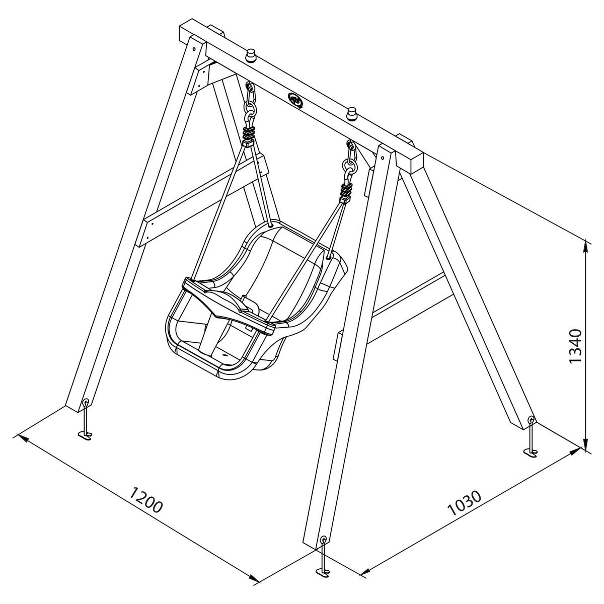 Schaukel A030.301.11 - Weiß/Grau, KONVENTIONELL, Holz/Kunststoff (120/134/103cm) - Ambia Garden