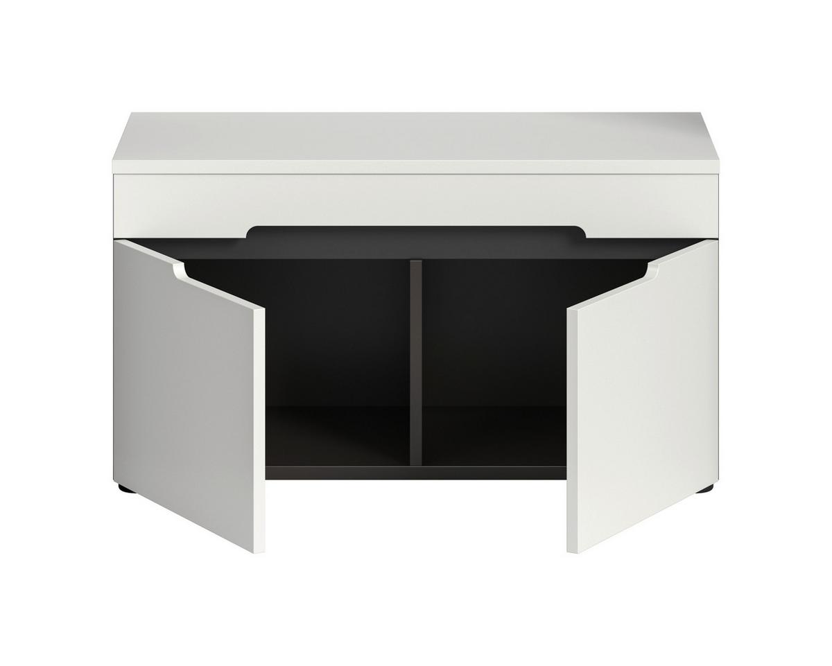 Sitzbank Canu Grau/Weiß B: 80 cm - Schwarz/Weiß, Design, Holzwerkstoff (80/45/37cm) - Livetastic