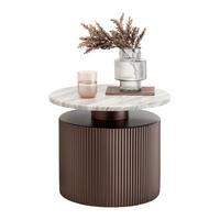 KONFERENČNÝ STOLÍK SOLCO -TREND- - bronzová/prírodná farba, Lifestyle, kov/kompozitné drevo (46/41cm) - Premium Living