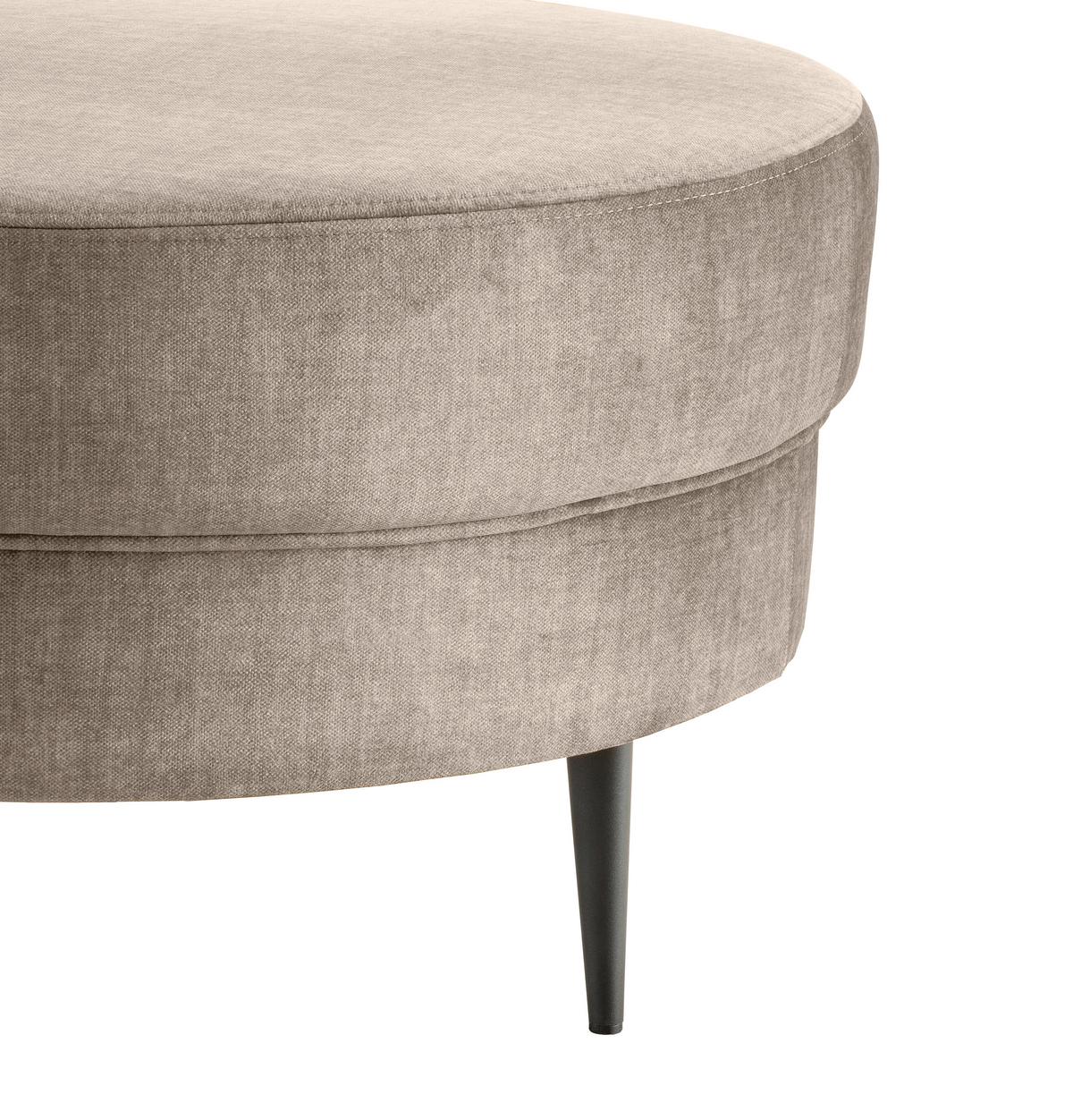 Hocker Pistaccio Beige Velorus, D: 80 Cm - Beige/Schwarz, MODERN, Textil (80/43/80cm) - Livetastic