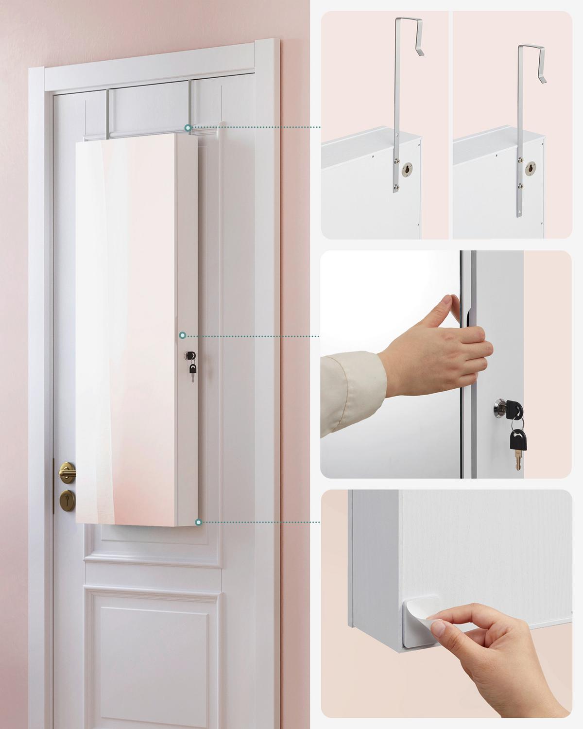 Schmuckschrank Weiß B: 37,5 cm - Roségold/Weiß, LIFESTYLE, Glas/Holzwerkstoff (37,5/108/9,7cm)