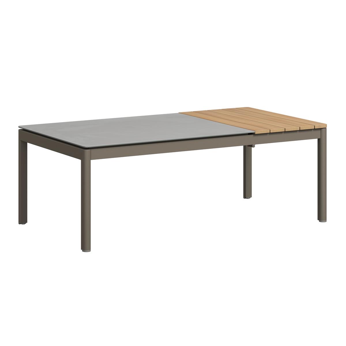 Loungegarnitur Kreta - Grau/Teakfarben, Basics, Glas/Kunststoff (228/214cm) - Beldano