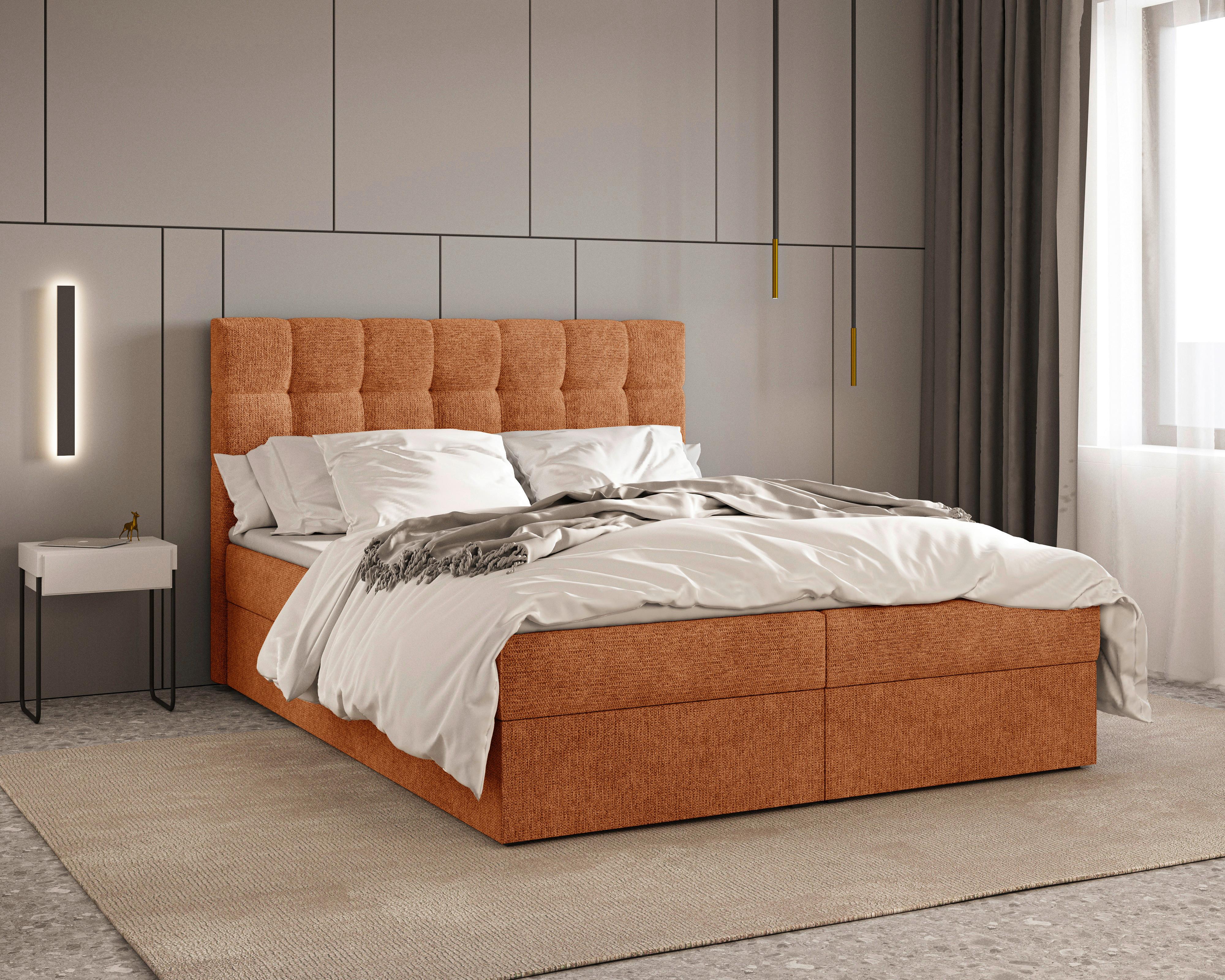 Boxbett Oslo mit Topper 180x200 - Schwarz/Kupferfarben, MODERN, Holz/Kunststoff (180/200cm) - Livetastic