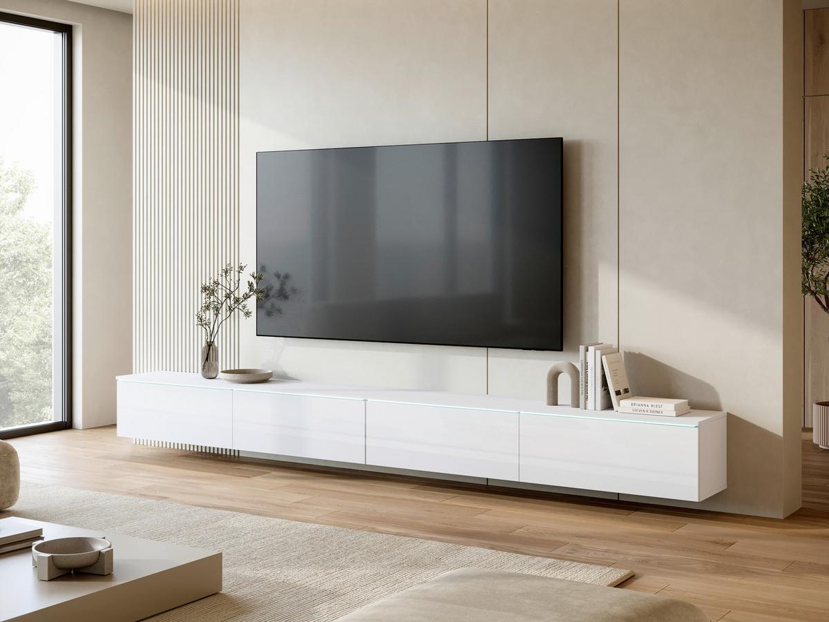 NÍZKÁ KOMODA LOWBOARD D 300 - bílá/šedá, Basics, kompozitní dřevo/plast (300/32/33cm) - P & B