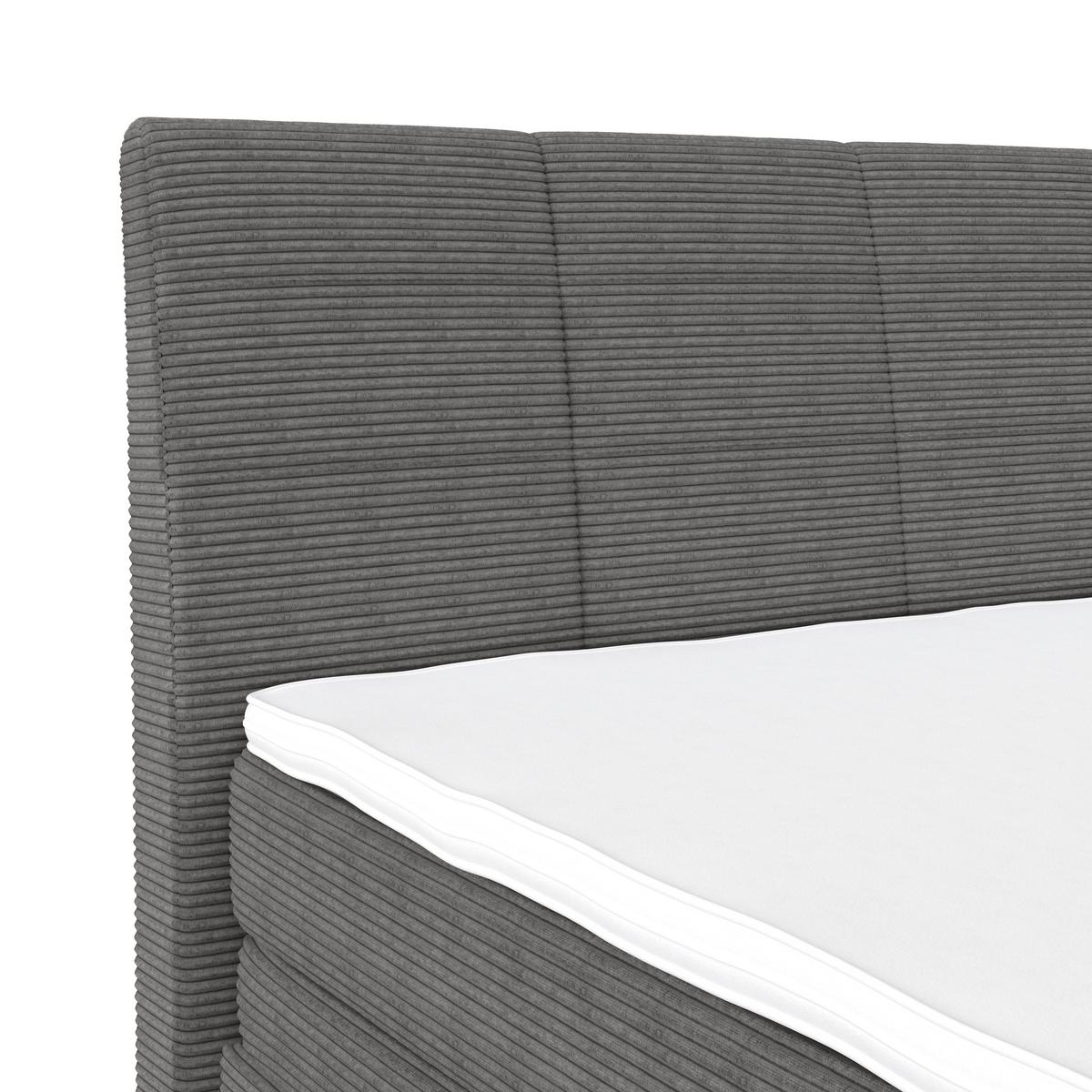 Boxspringbett Libra - Dunkelgrau/Schwarz, KONVENTIONELL, Textil (160/200cm)