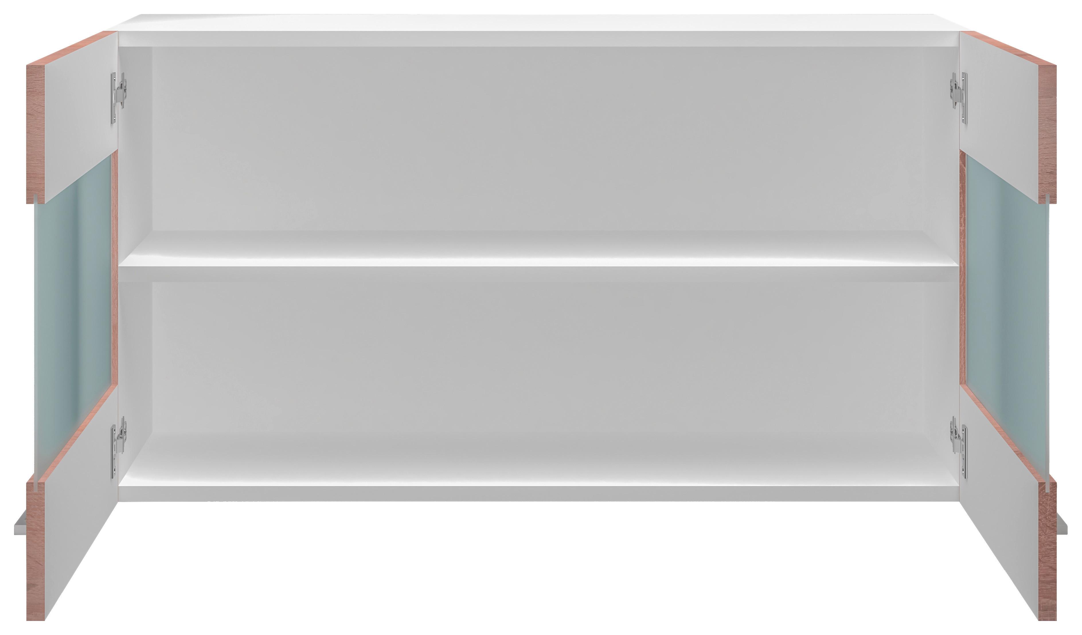 Küchenoberschrank Samoa 100 cm Eiche Dekor 2 Drehtüren + Glas - Weiß/Sonoma Eiche, KONVENTIONELL, Holzwerkstoff (100/54,8/32cm)