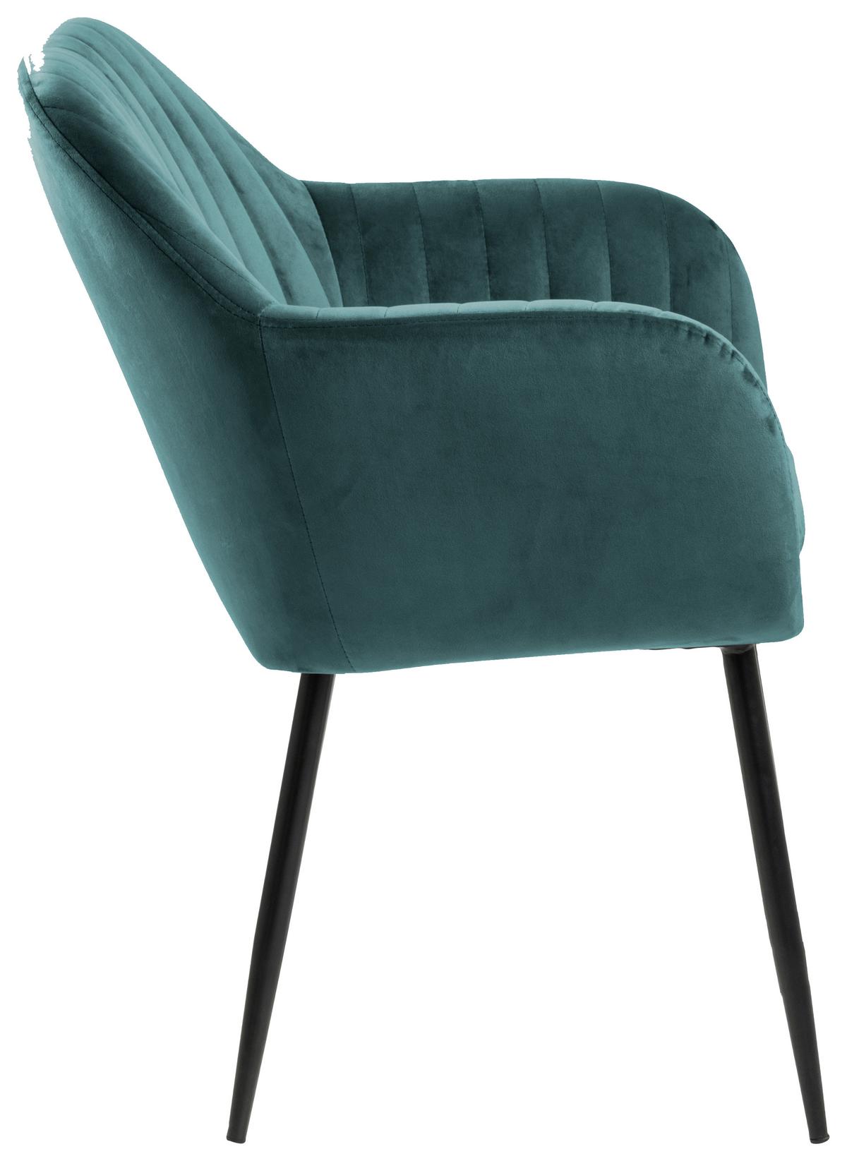 Židle s područkami EMILIA zelená - černá/tmavě zelená, Trend, kov/textil (57/83/59cm) - Ambia Home