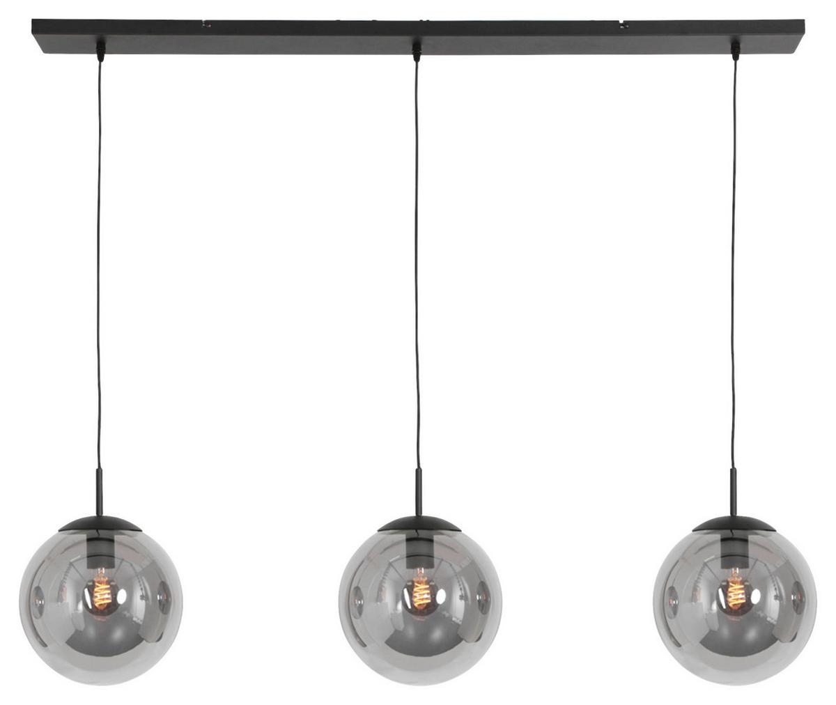 Pendelleuchte Bollique - Schwarz, Trend, Glas/Metall (25/40-150/120cm)