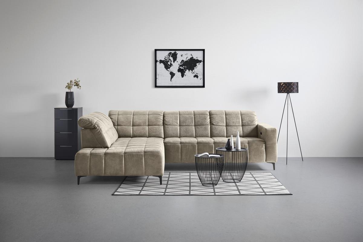Rohová sedačka PANAMA, ľavá, sivá - čierna/sivá, Konventionell, kov/textil (216/304cm) - Premium Living