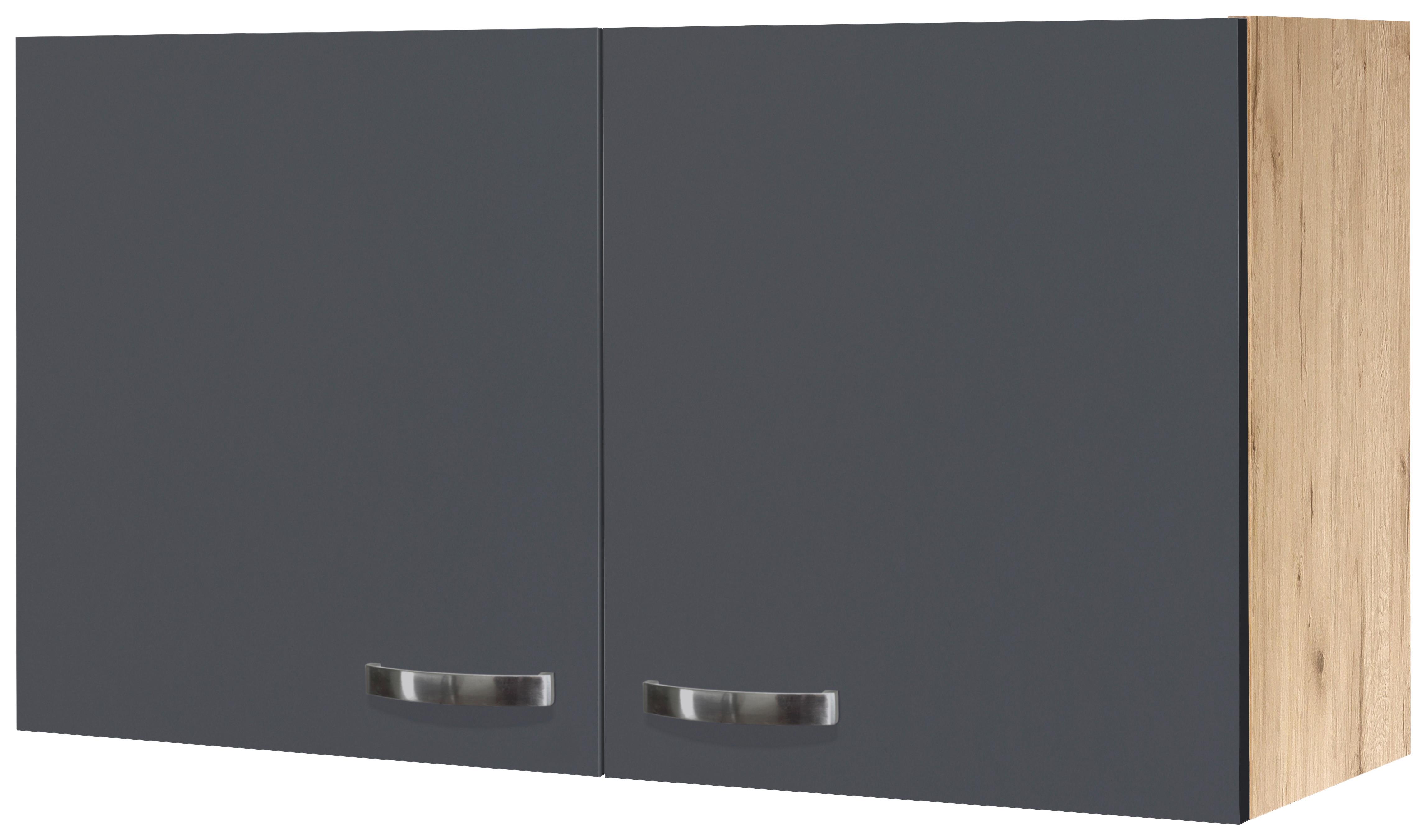 Küchenoberschrank Shadow 100cm Grau/Eiche Dekor 2 Drehtüren - Dunkelgrau/Eiche San Remo, MODERN, Holzwerkstoff (100/54/32cm)