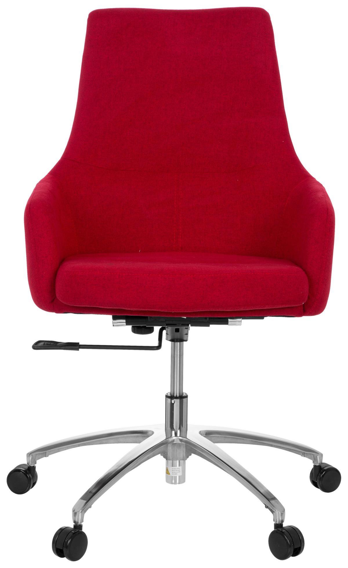 Bürostuhl Shake 100 Rot Bis 110 Kg - Silberfarben/Rot, Basics, Kunststoff/Textil (65/97/60cm) - MID.YOU