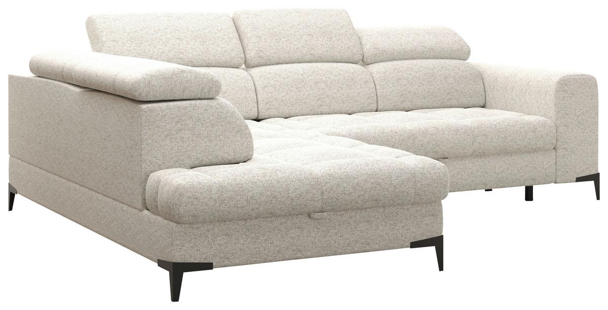 Rohová sedačka MASON, levá, krémově béžová tkanina - černá/krémová, Moderní, kov/dřevo (211/271cm) - Mömax